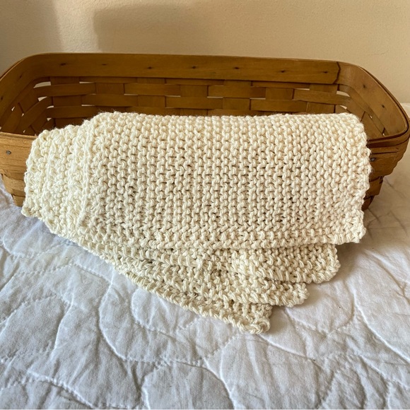Hand Knit 100% Cotton Dish or Wash Cloth Beige/Natural Color x 4 - Picture 3 of 7